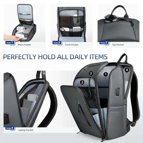 Zaino Uomo Elegante per Laptop da 16 pollici con Porta USB Bagaglio a Mano Zaino Porta pc Impermeabile Grande Capacità miniatura 3