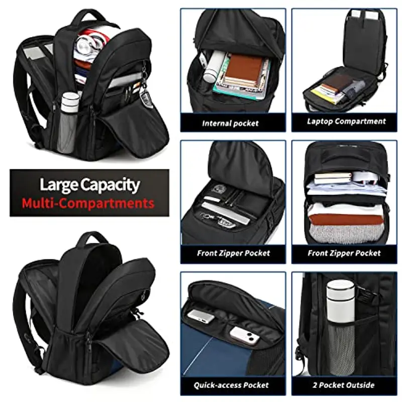 Zaino Uomo Grande 55L Zaino per PC Portatile 18.4 Pollici Zaino Porta PC con Caricatore USB Zaino Lavoro Uomo Impermeabile Zaino Laptop Computer Zaini per PC Portatili per Viaggio Ufficio Scuola, Blu miniatura 3