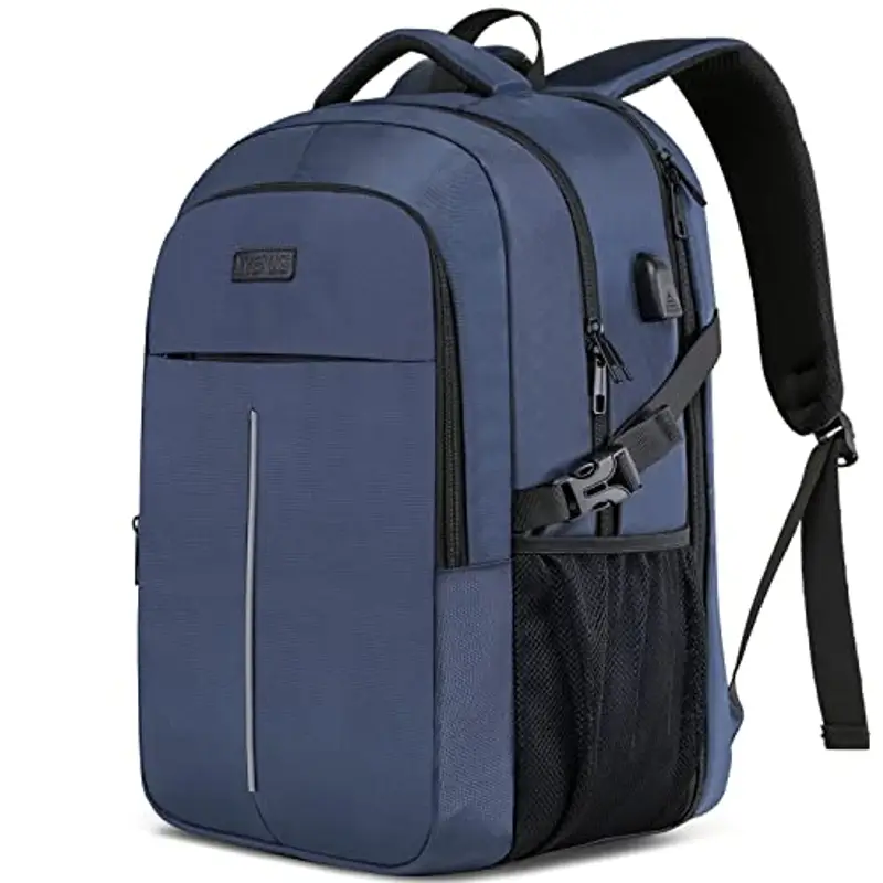 Zaino Uomo per PC Portatile, 17.3 Pollici, Zaino Lavoro Impermeabile Antifurto, Zaino per Laptop, Zaino Computer Notebook Borse con Caricatore USB per Viaggio Ufficio Scuola-Blu