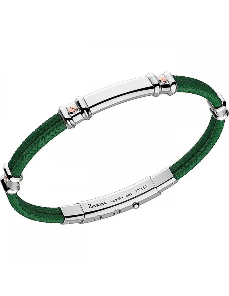 Bracciale ZANCAN Uomo in argento 925 e Kevlar EXB577R-VR Verde Scuro