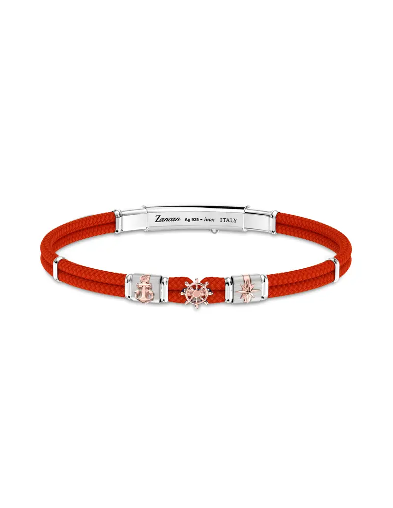 Bracciale ZANCAN Uomo in kevlar con elementi nautici in oro rosa ESB274-RO Rosso