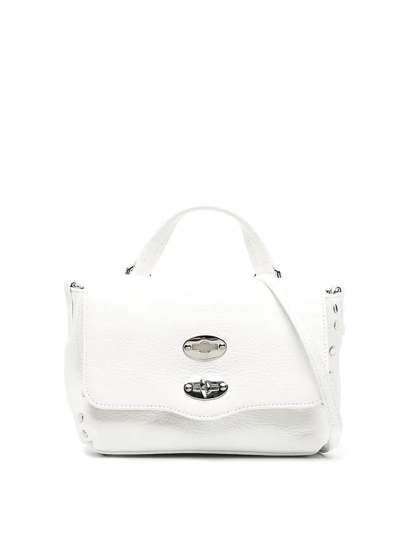 Borsa Postina Daily in pelle con borchie Bianco