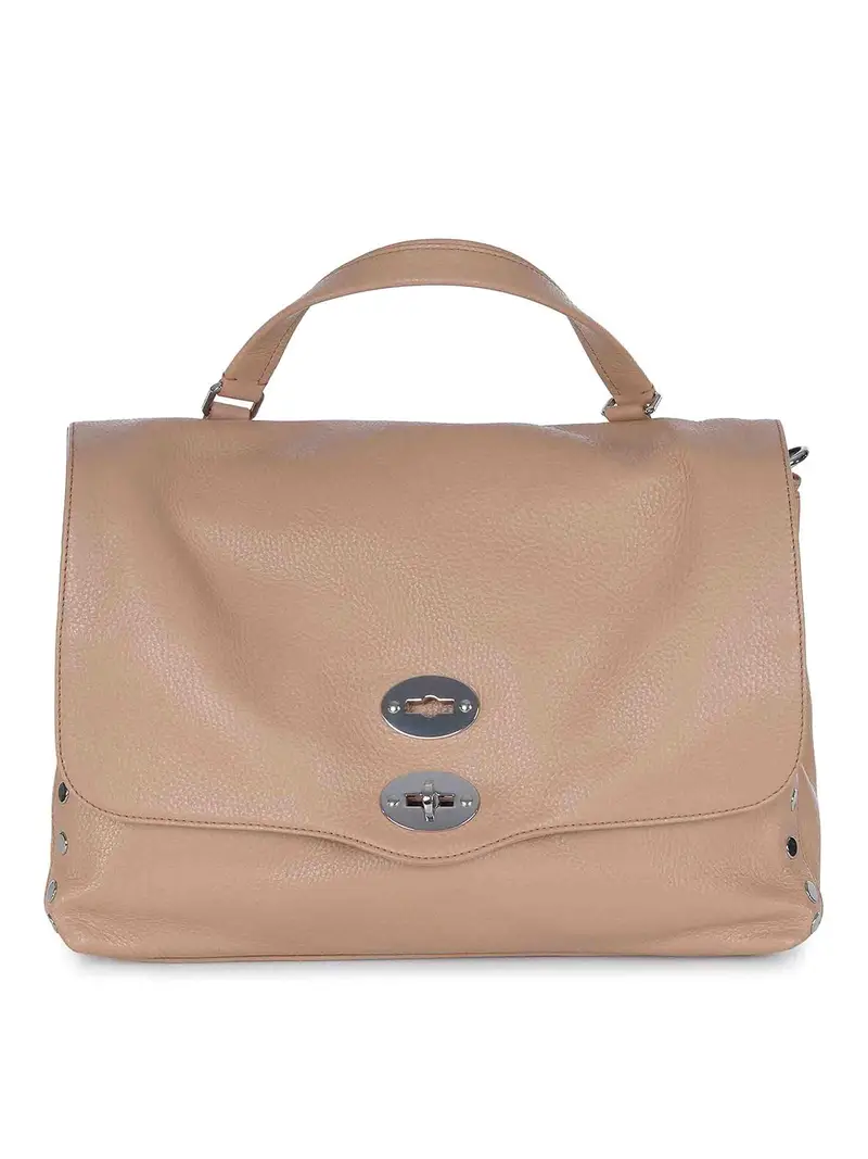Borsa Realizzata In Pelle Martellata Beige
