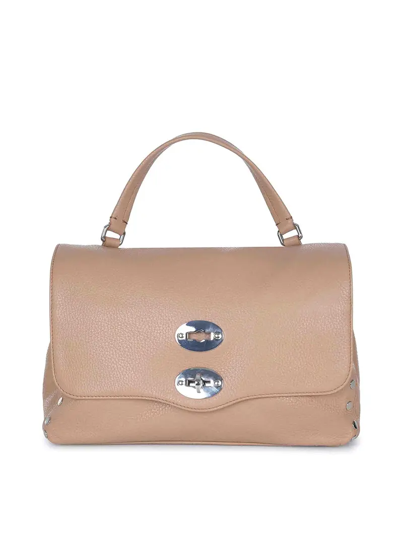 Borsa Realizzata In Pelle Martellata Beige