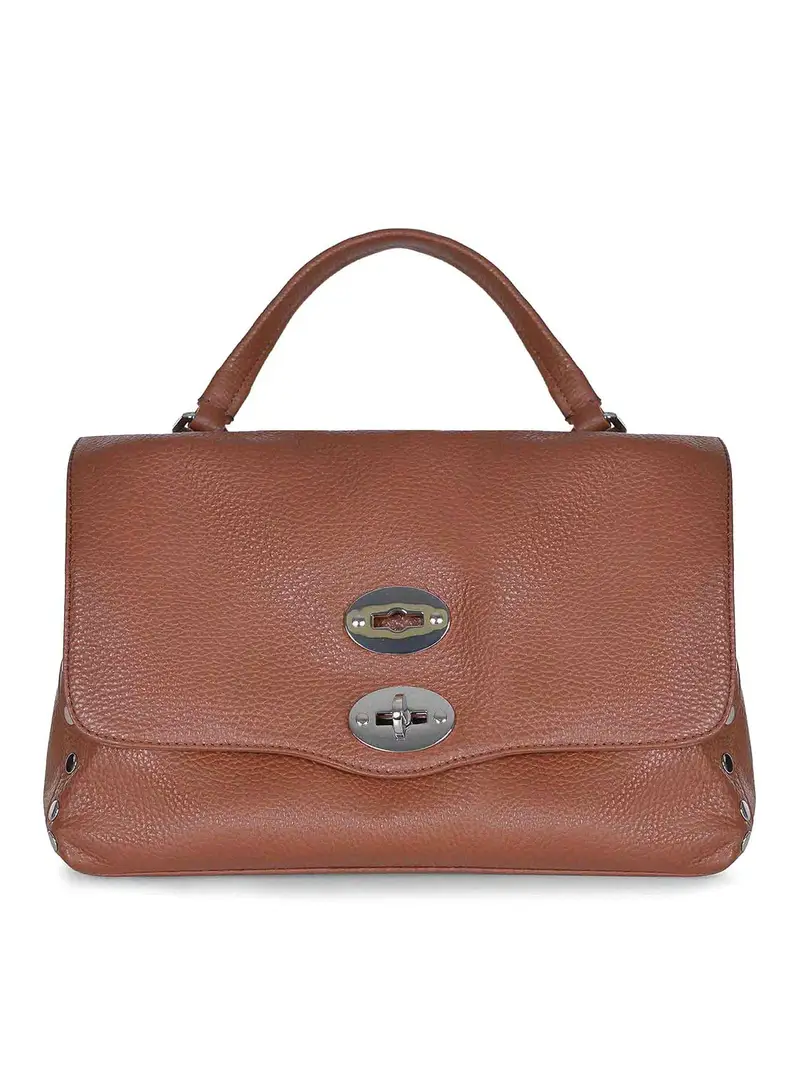 Borsa Realizzata In Pelle Martellata Marrone