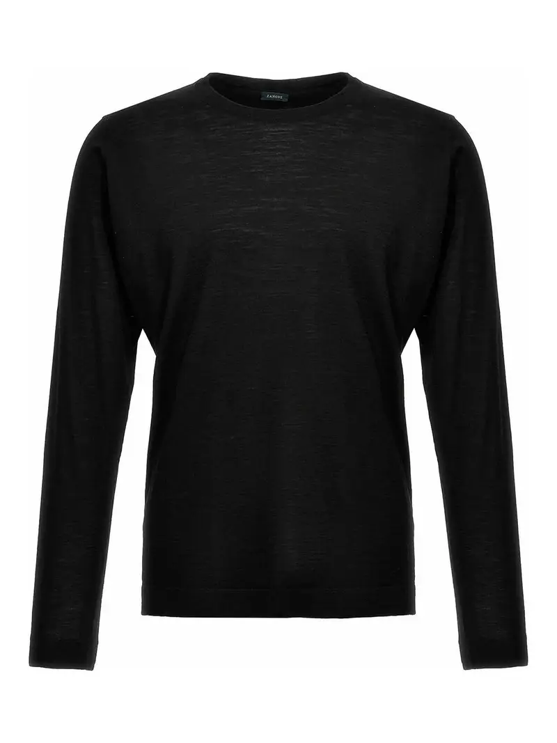 Maglia in lana pregiata calibro 18 Nero