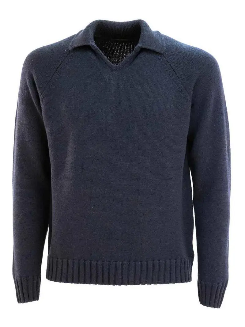 Maglione Con Scollo A V Blu