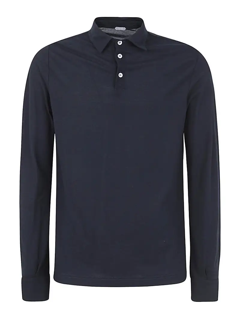 Polo in cotone a maniche lunghe Blu