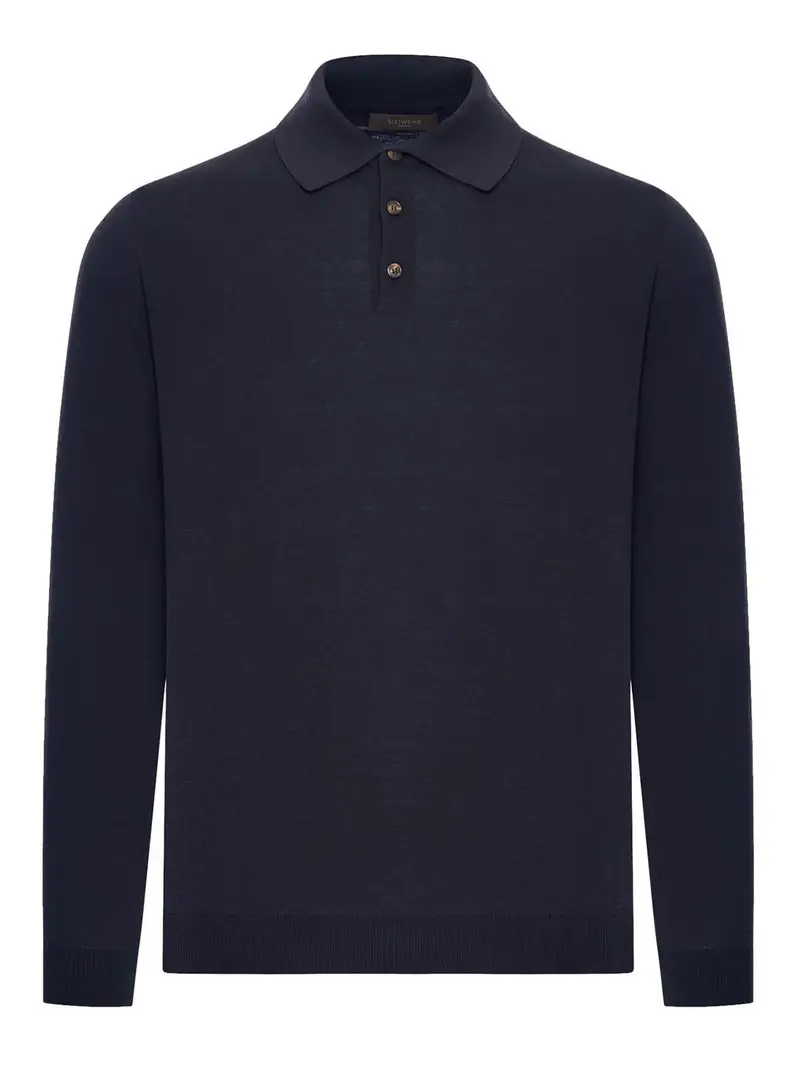 Polo slim fit in cotone e seta Blu