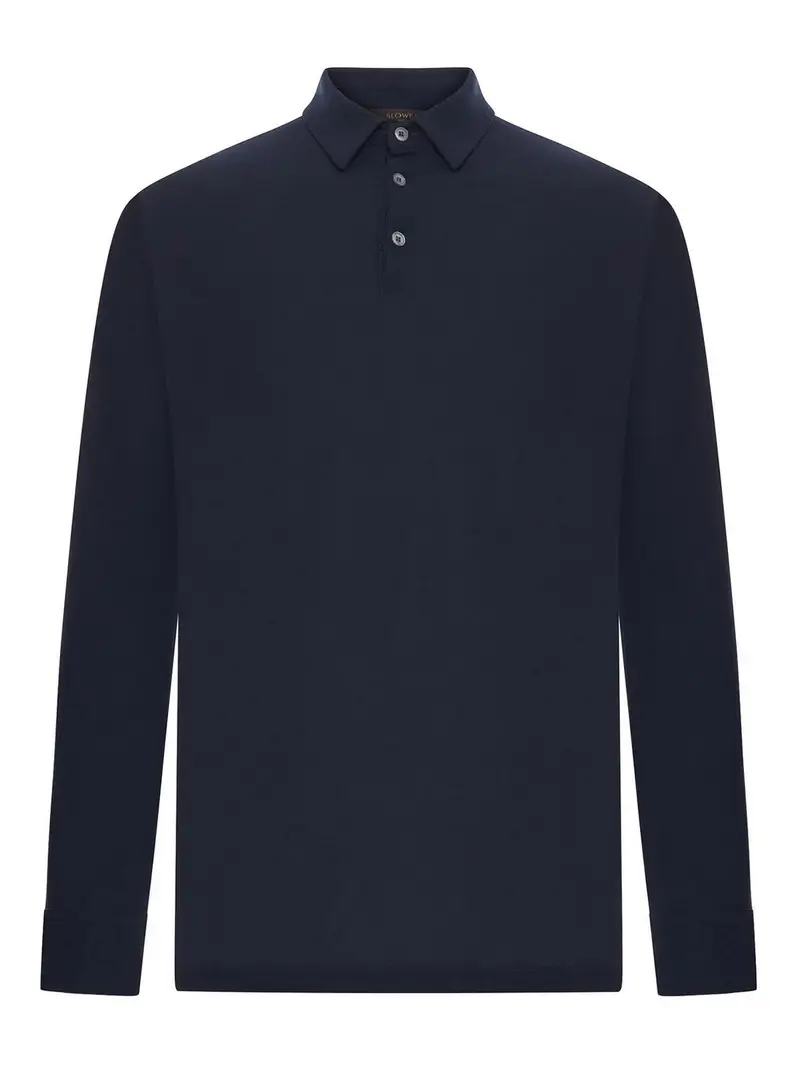 Polo Slim Fit In Cotone Ghiaccio Blu