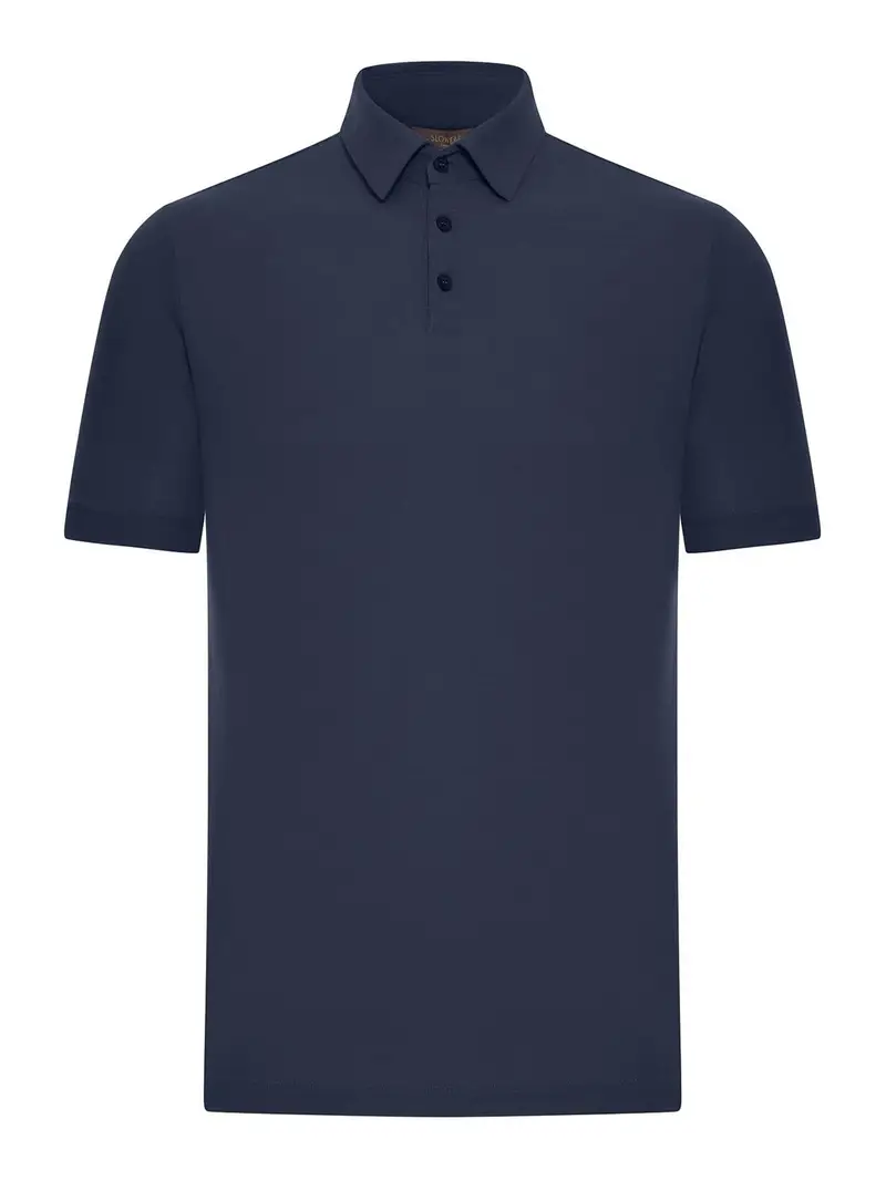 Polo Slim Fit In Cotone Ghiaccio Blu