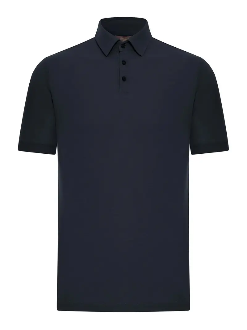 Polo Slim Fit In Cotone Ghiaccio Blu