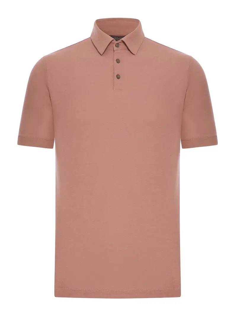 Polo Slim Fit In Cotone Ghiaccio Rosa