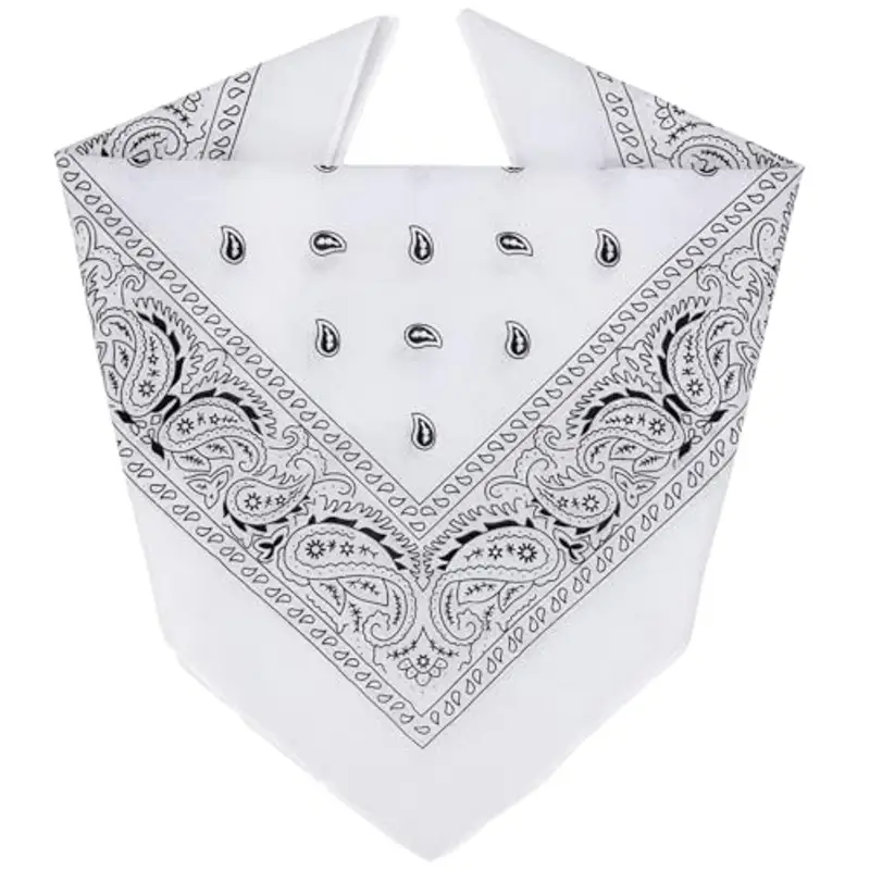 ZENO Bandana Bianco – 100% Cotone & Fibre Naturali – Foulard Bianco Senza Poliestere – Alta Qualità, Morbida,