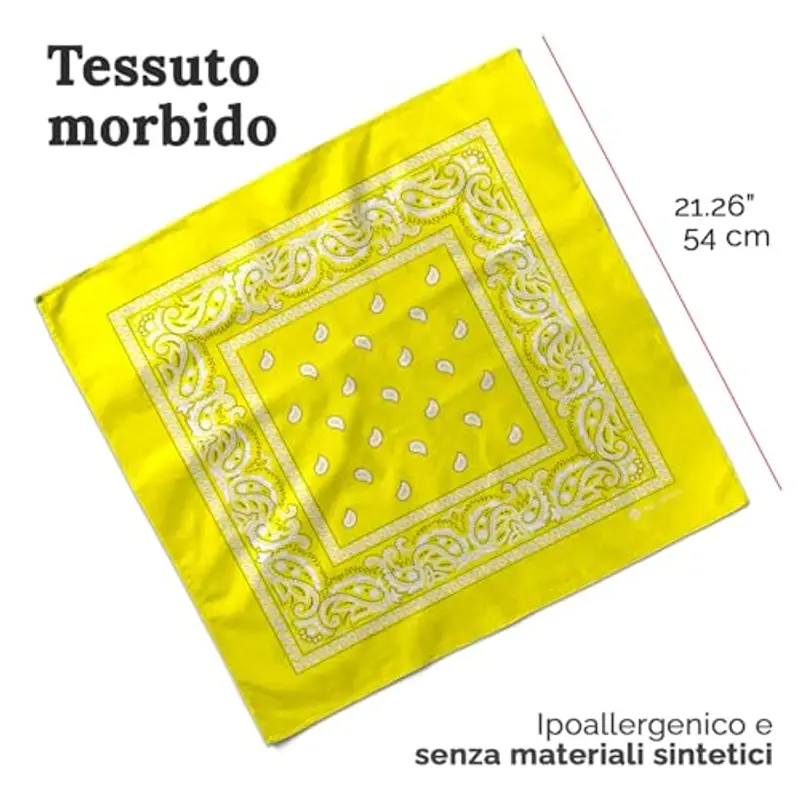 ZENO Bandana Giallo – 100% Cotone & Fibre Naturali – Foulard Giallo Senza Poliestere – Alta Qualità, Morbida miniatura 2