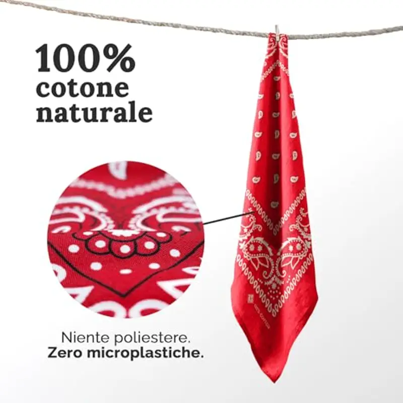 ZENO Bandana Giallo – 100% Cotone & Fibre Naturali – Foulard Giallo Senza Poliestere – Alta Qualità, Morbida miniatura 3