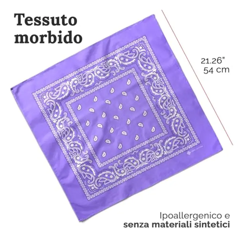 ZENO Bandana Lavanda – 100% Cotone & Fibre Naturali – Foulard Lavanda Senza Poliestere – Alta Qualità, Morbida miniatura 2