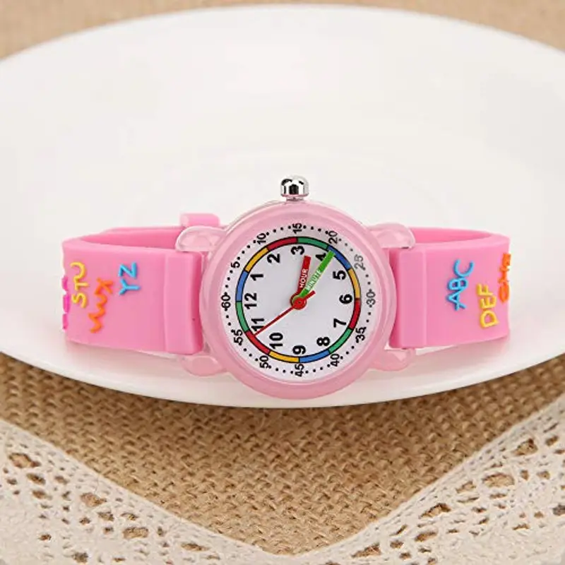 Zerodis - Orologio da Polso per Bambini, Impermeabile, con Motivo a Lettere, Rosa, Taglia Unica miniatura 2