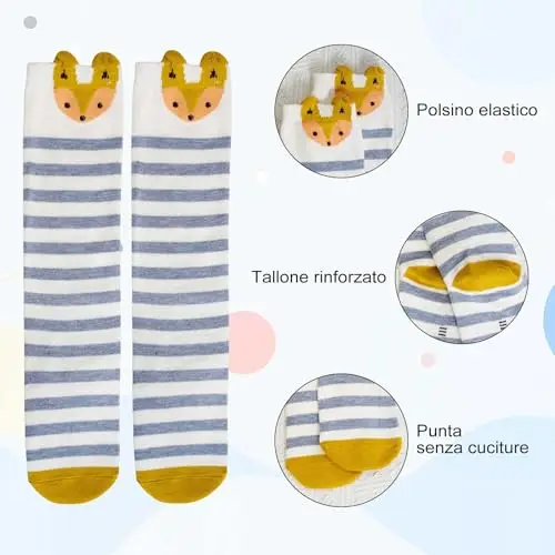 ZFSOCK Calzini Ginocchio Bambina Ragazze: Calzini Lunghi Senza Cuciture in Cotone - Calzettoni al Ginocchio Cartoon miniatura 2