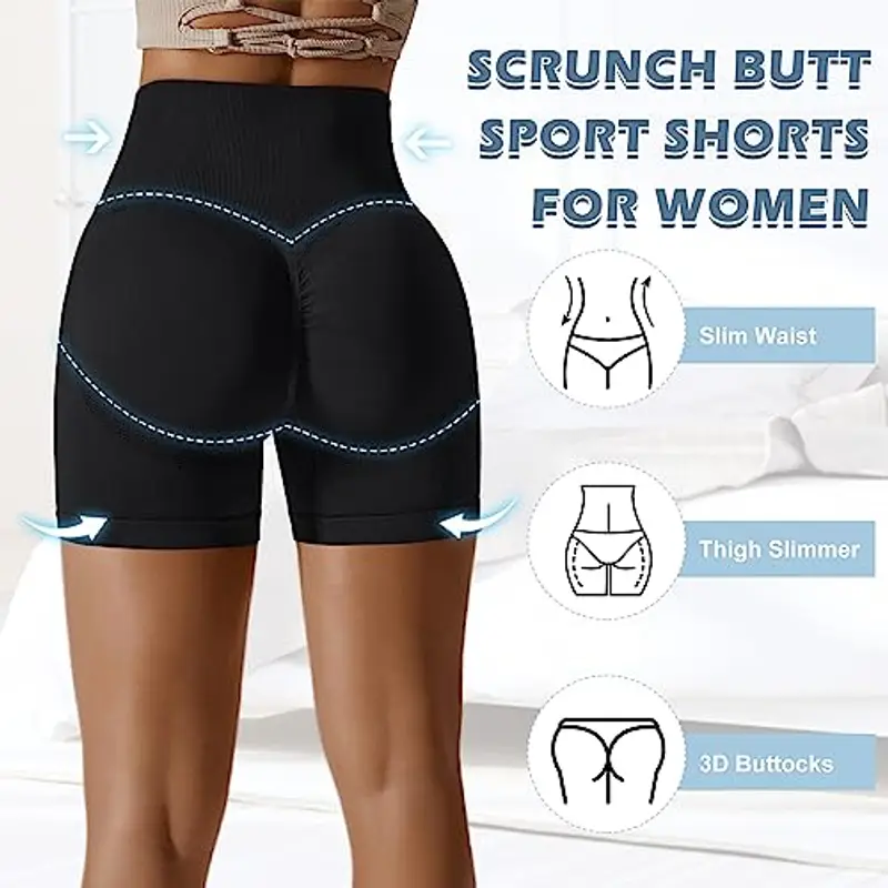 Zhiaek Pantaloncini Palestra Donna Push Up Booty Shorts Sportivi Vita Alta Leggins Corti Collant Estivi Yoga Fitness Allenamento Jogging miniatura 3