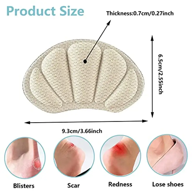 ZHIHUITL unisex Cuscini impediscono ai talloni di sfregare e scivolare, Pad Heel, 4 paia, comodi, soletta autoadesiva per la cura dei piedi per scarpe miniatura 2