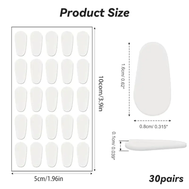 ZHITENG 30 Paia Naselli per Occhiali, Autoadesivi Antiscivolo Nasello per Occhiali, Comodi Naselli per Silicone miniatura 2
