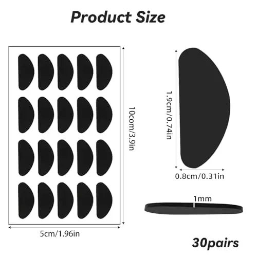 ZHITENG 30 Paia Naselli per Occhiali Autoadesivi Antiscivolo Nasello per Occhiali, Comodi Naselli per Silicone, Riduci miniatura 2