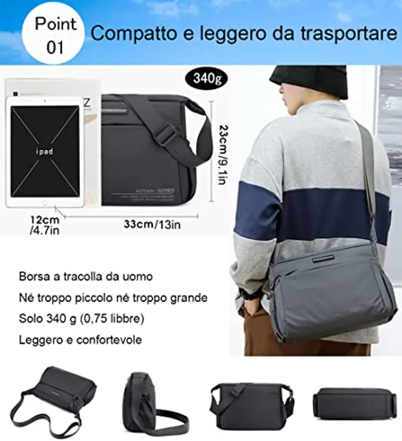 Zhongningyifeng Borsa a tracolla Uomo Nero 942438 miniatura 2