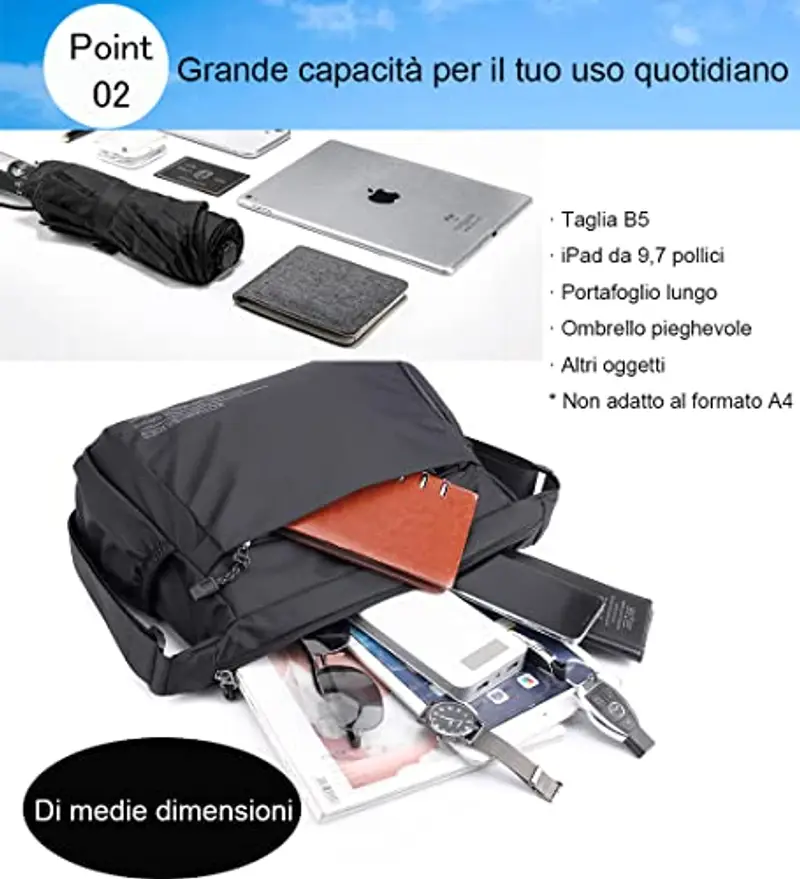 Zhongningyifeng Borsa a tracolla Uomo Nero 942438 miniatura 3