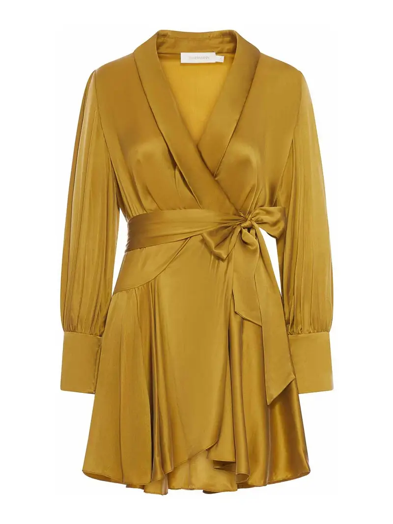 Abito avvolgente in seta Verde