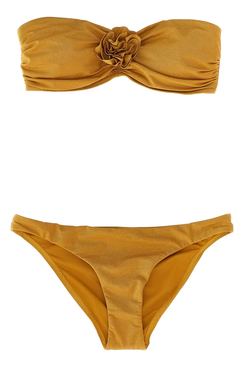 Bikini 'Lucky Bandeau Flower' Beige