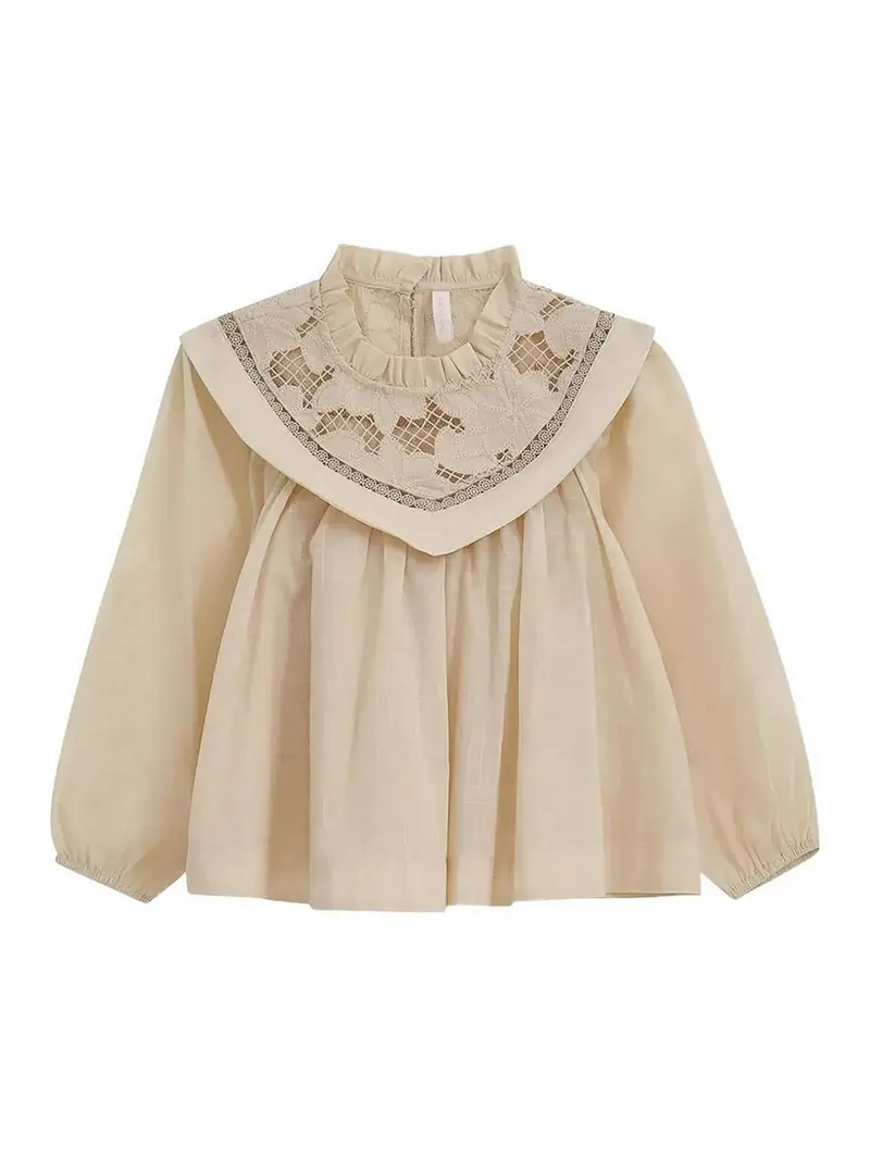 Blusa Con Pizzo Beige