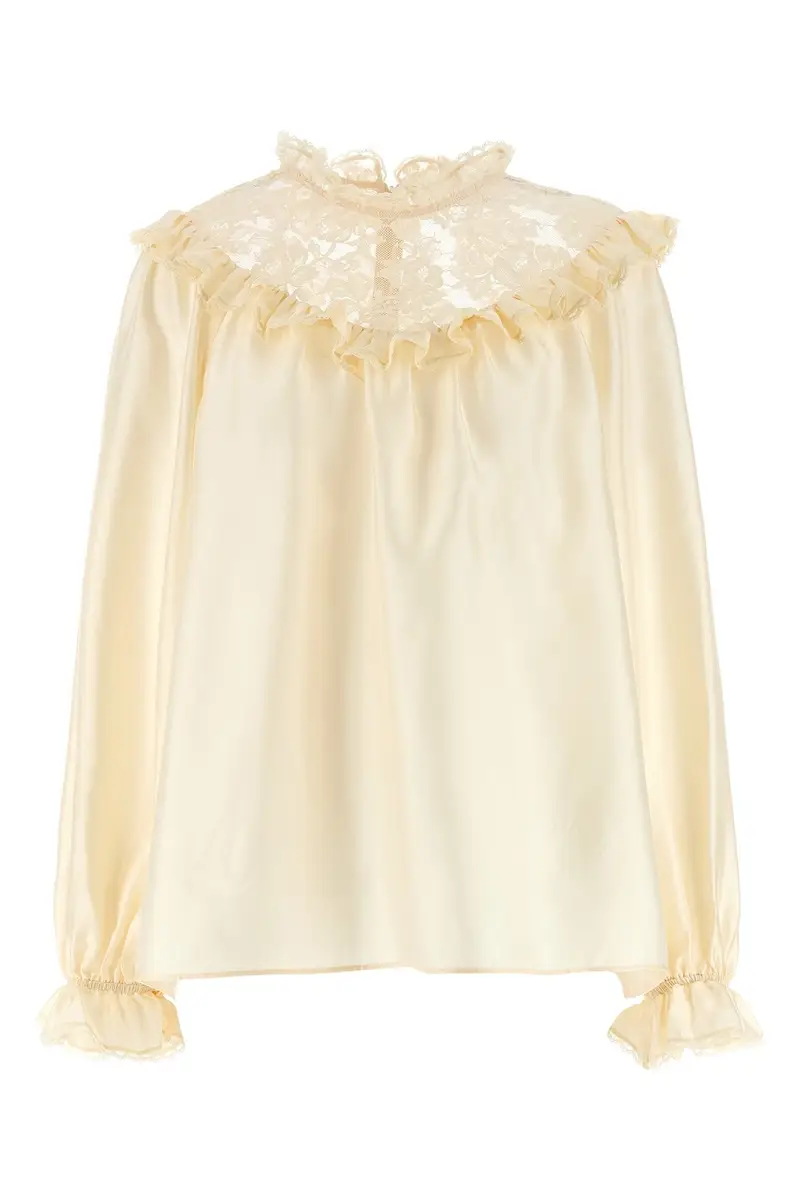 Blusa 'Lace Billow' Beige