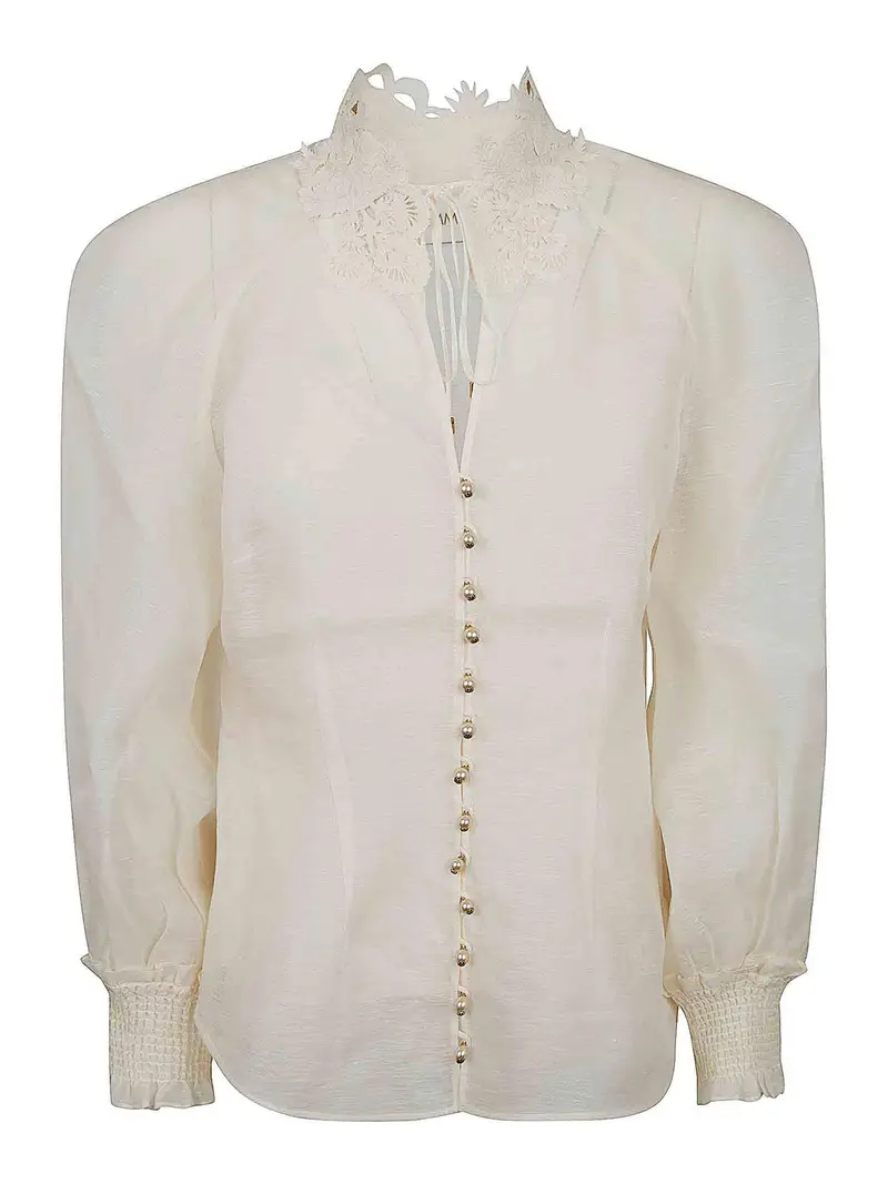 Camicetta con colletto ribellione Crema