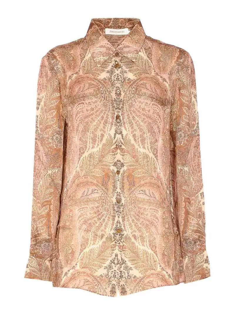 Cream Paisley Shirt di raso ipnotico Color Carne E Neutri
