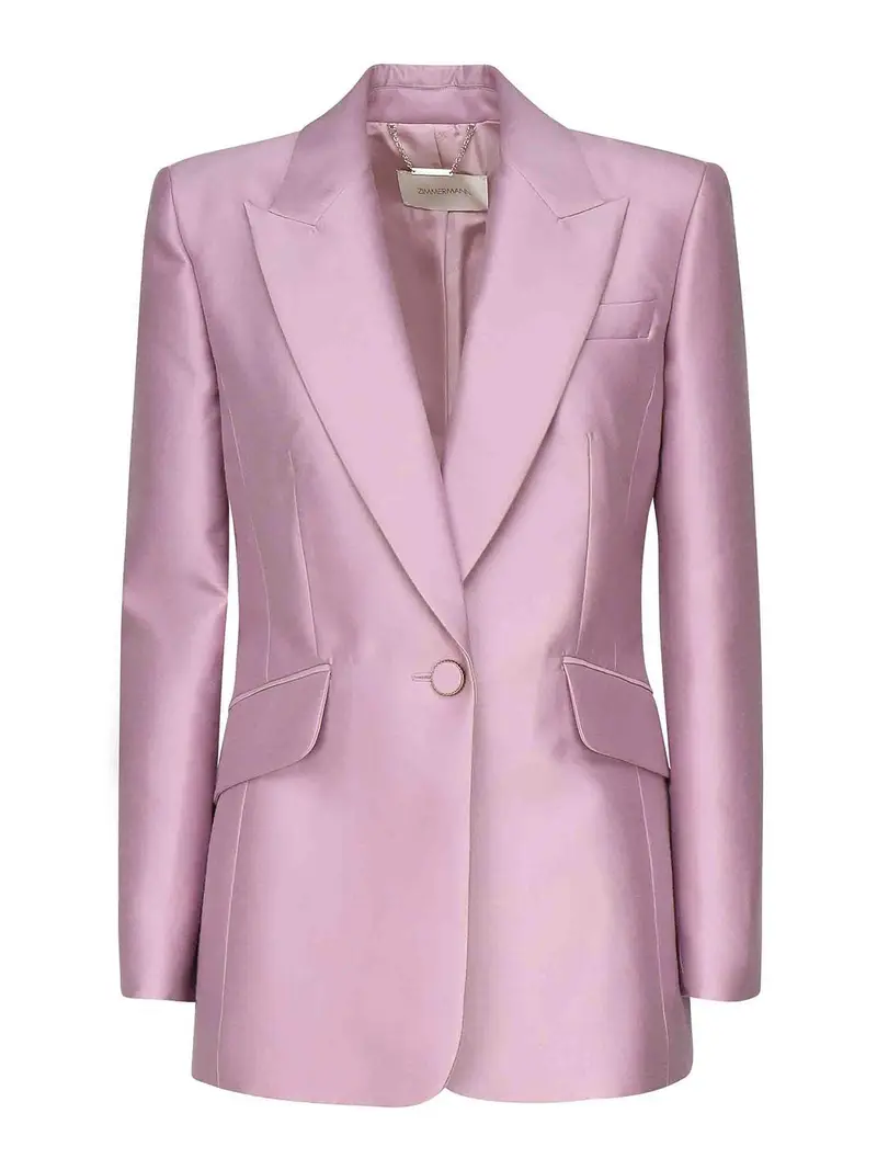 Giacca a petto singolo in lana e seta Viola