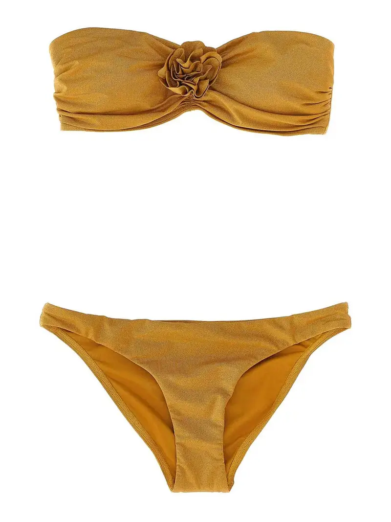 Lucky Bandeau Flower Bikini Beige