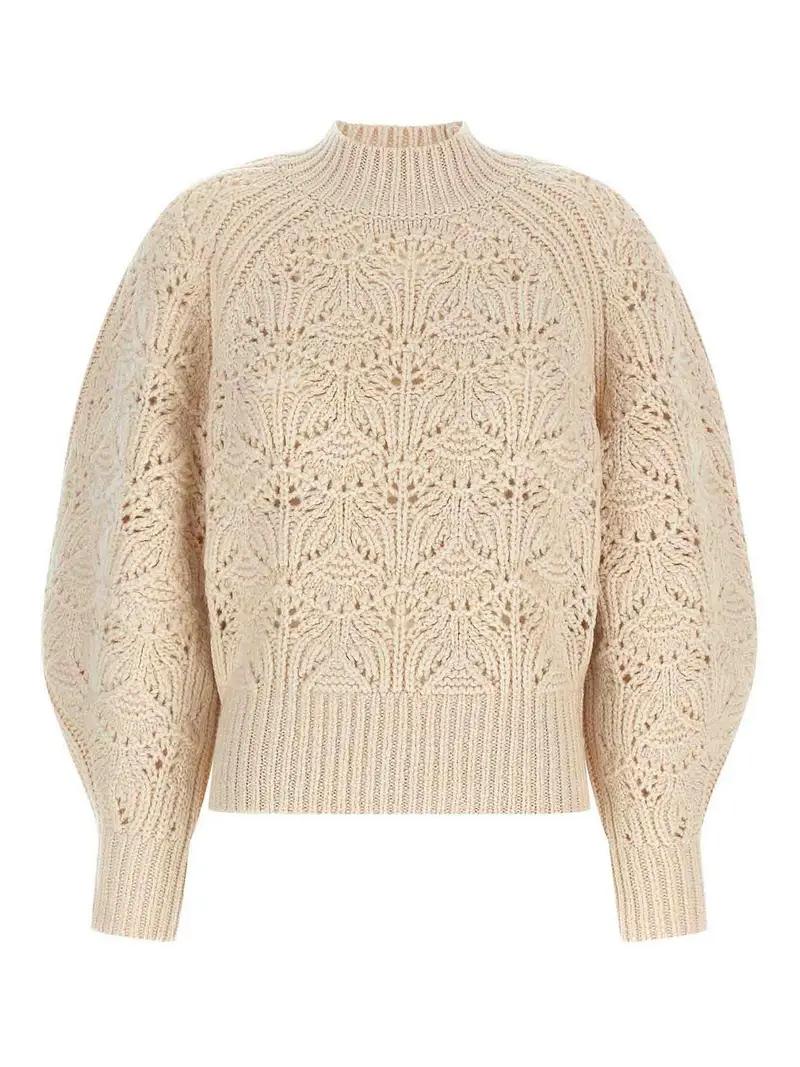 Maglione lavorato a trecce ipnotico Beige
