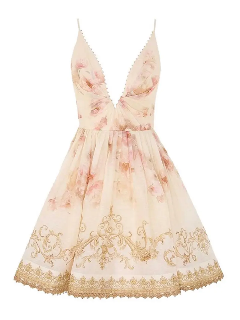 Miniabito ipnotico con scollo a V Color Carne E Neutri