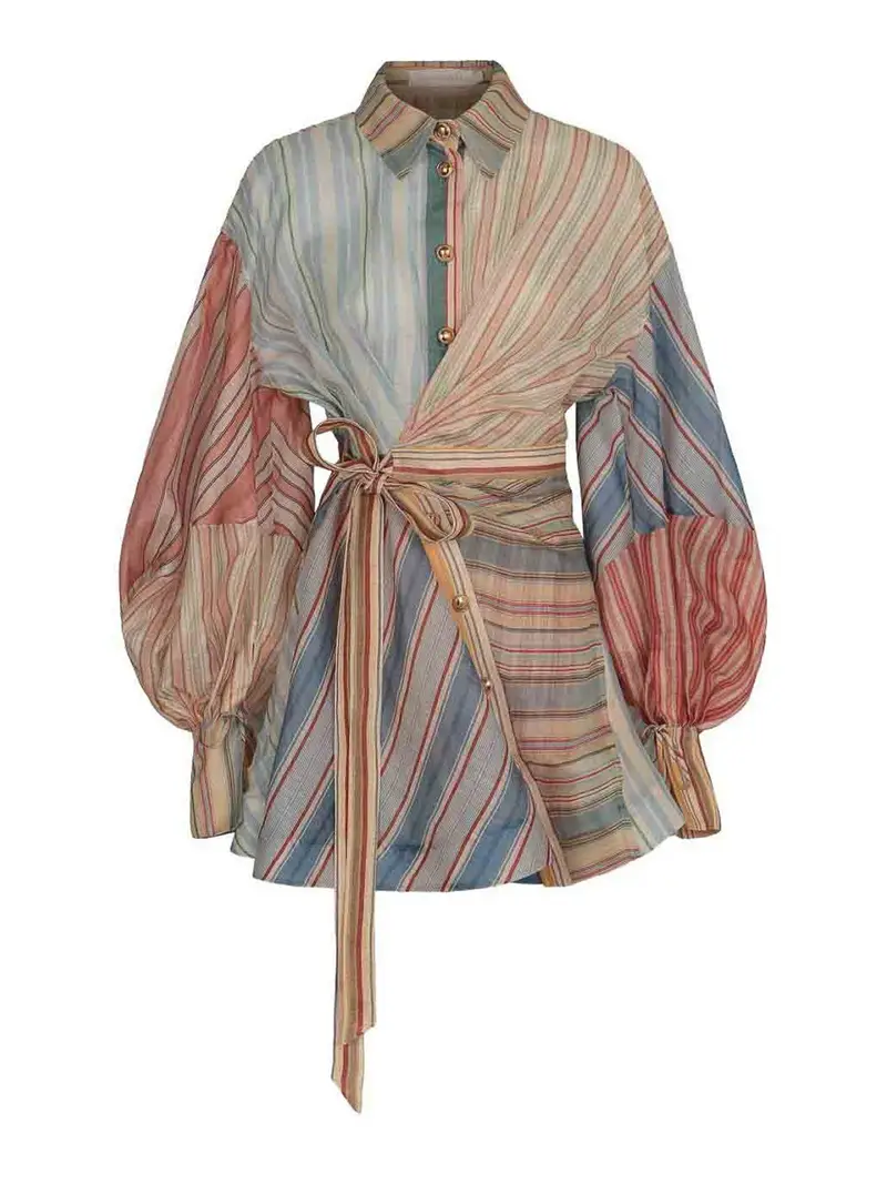 Miniabito Rebellion in lino e seta Multicolore