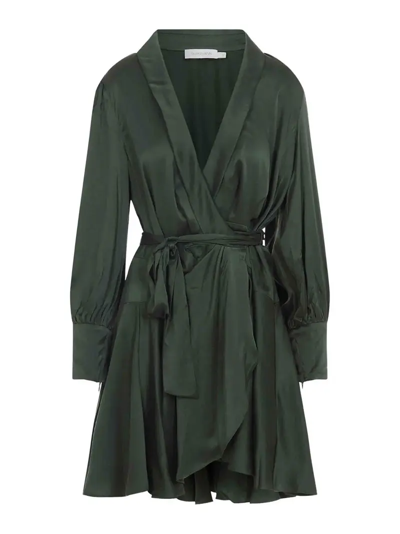 MiniVestito avvolgente in seta Verde