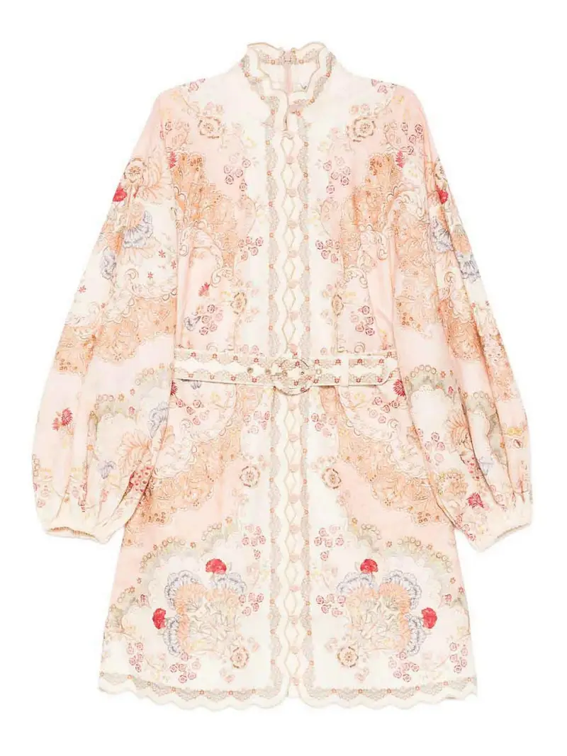 MiniVestito in lino chiaro diurno Beige