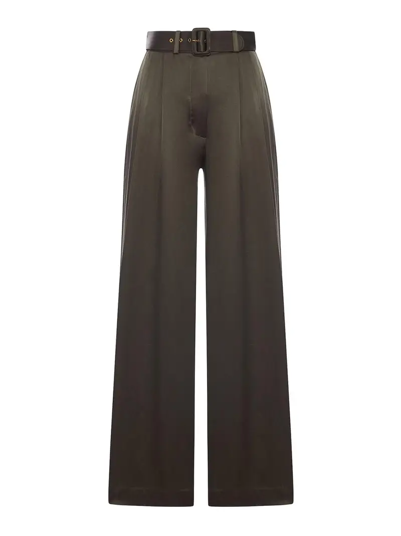 Pantaloni a gamba larga con cintura Verde