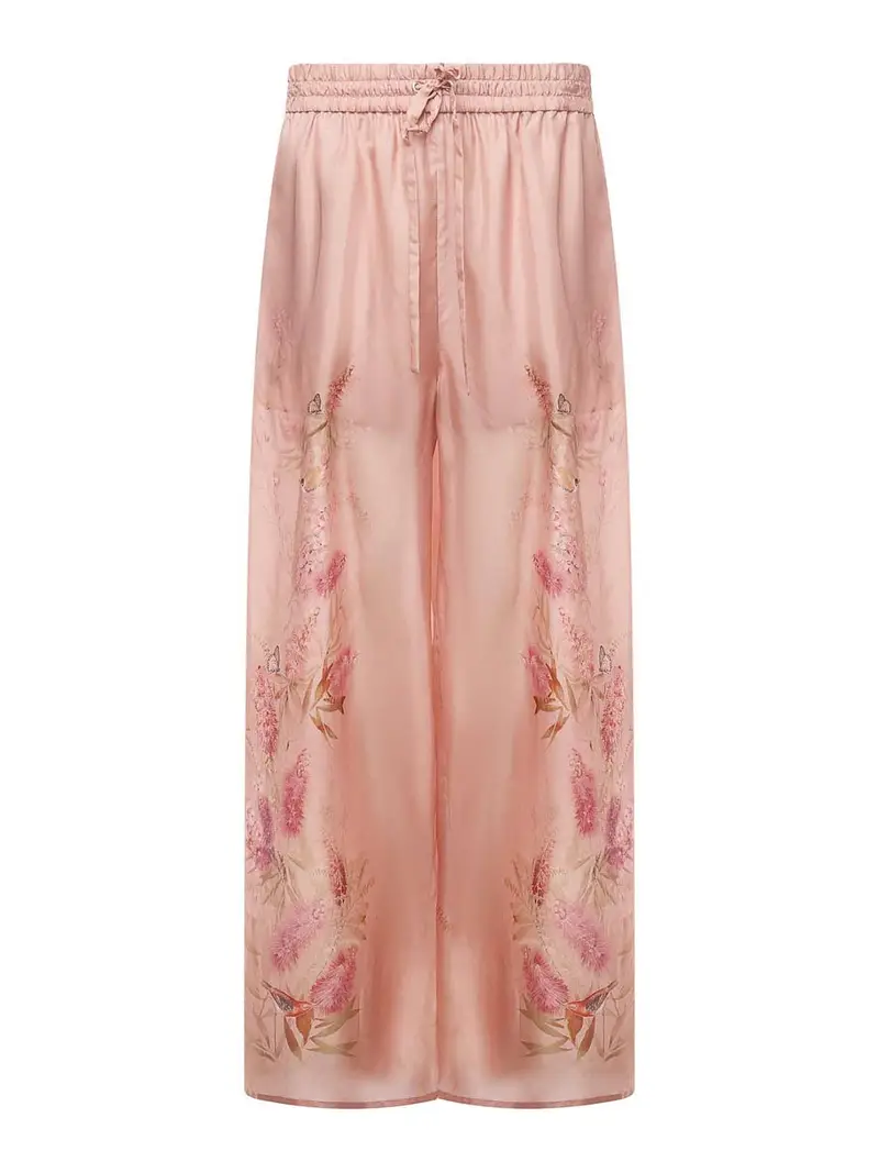 Pantaloni Cascadiani in seta Color Carne E Neutri