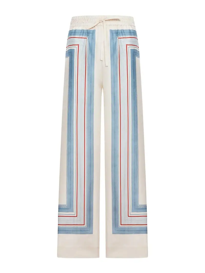 Pantaloni in seta a vita ampia Multicolore