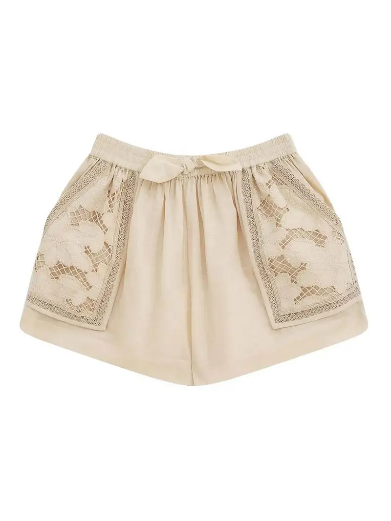 Shorts Con Pizzo Beige