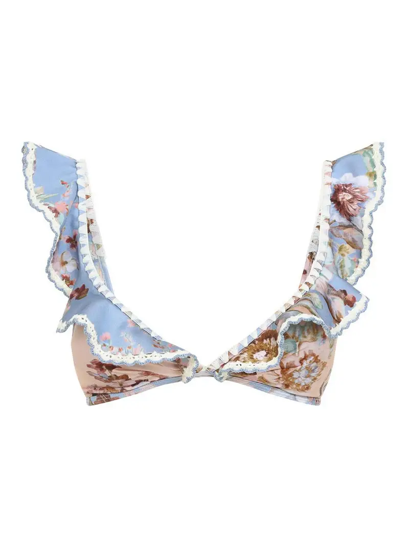 Top bikini tricolore all uncinetto Awaken Azzurro