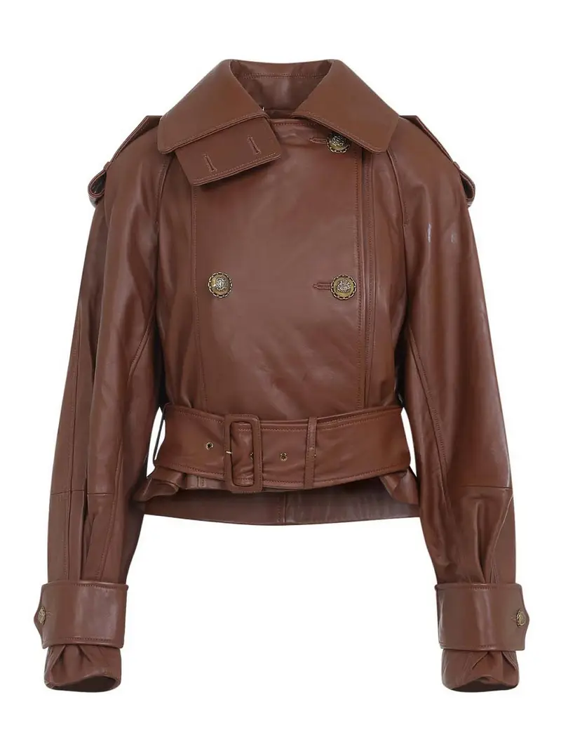 Trincea coltivata in pelle ipnotica Beige