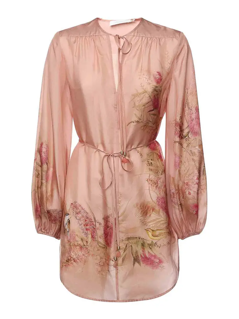 Tunica cascadiana in seta Color Carne E Neutri