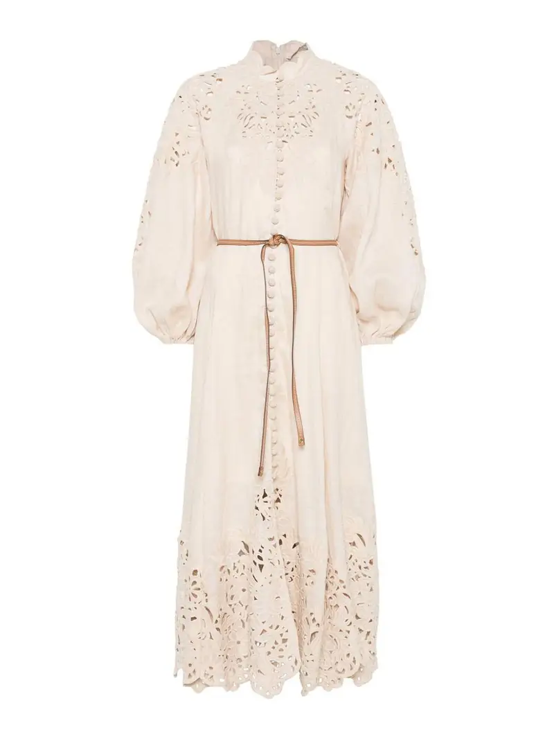 Vestito fluttuante ricamato Wylie Beige